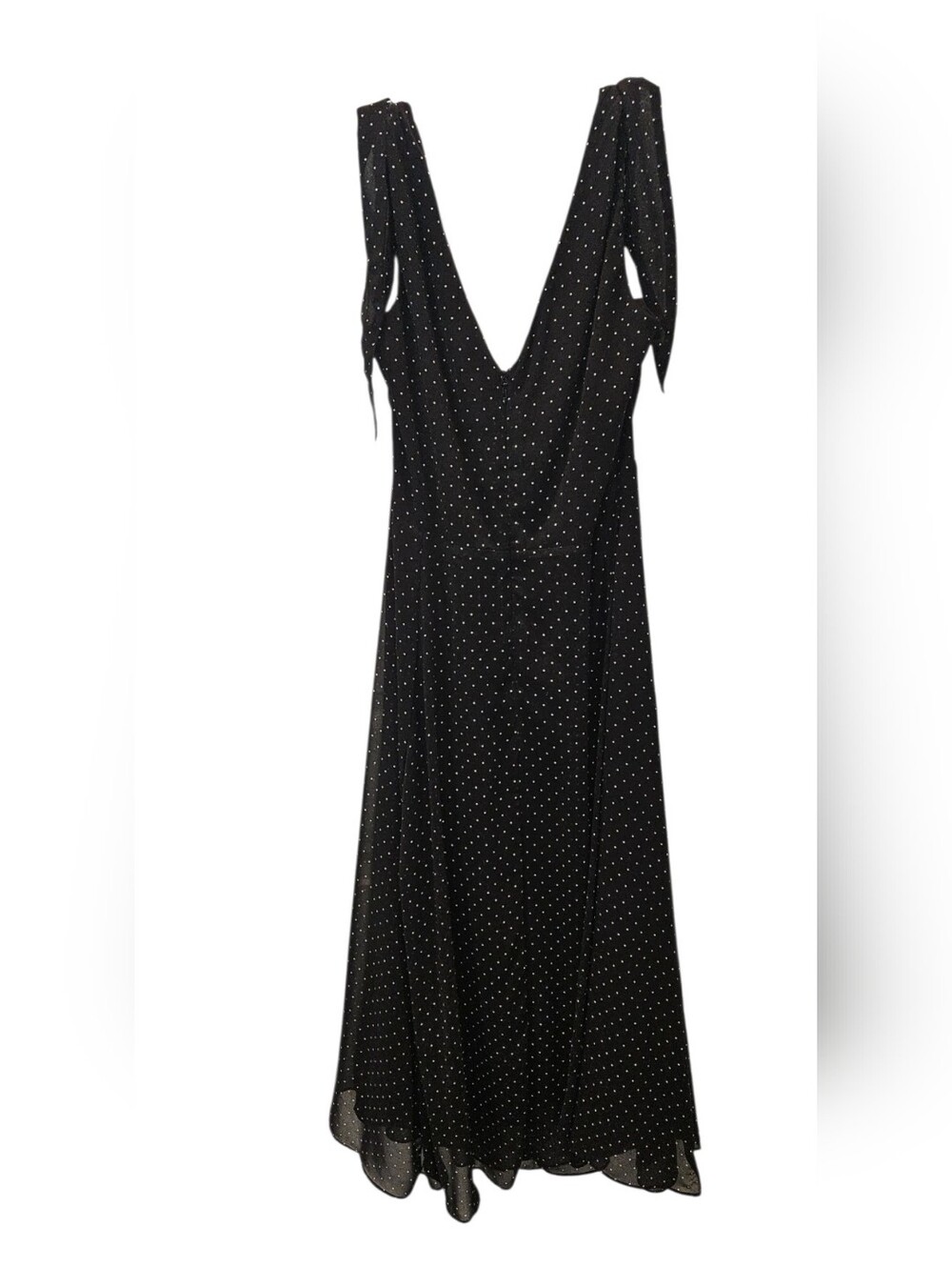City Chic Women's S/16 Black White Polka Dot Tie Strap Wrap Midi Dress Plus Size - Picture 4 of 14